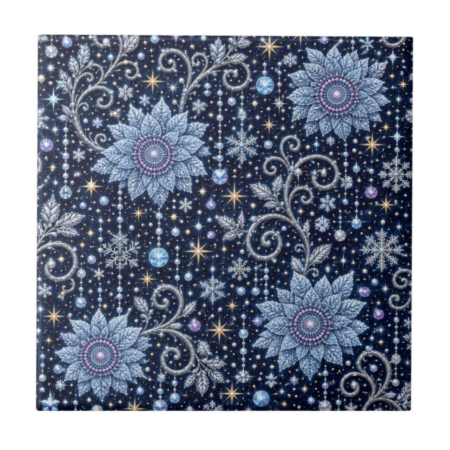 Azulejo Winterjuwelen – Eisblumen unter Sternen (Frente)