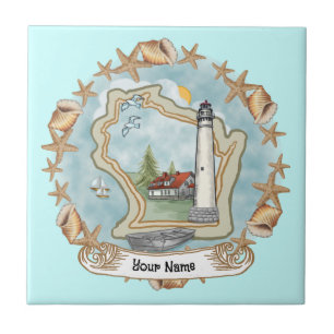 Azulejo Wisconsin Shells Lighthouse Tile