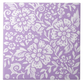 Azulejo Wisteria Púrpura Flor Grande Leafy Floral de Woodl