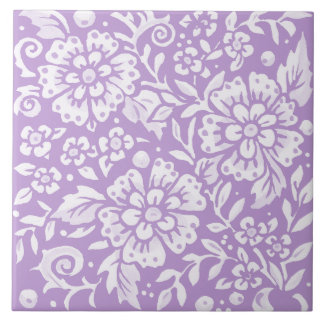 Azulejo Wisteria Púrpura Flor Grande Leafy Floral de Woodl