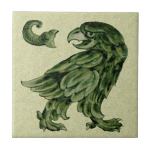 Azulejo Wm De Morgan Eagle Verde Repro Cerámica Tile