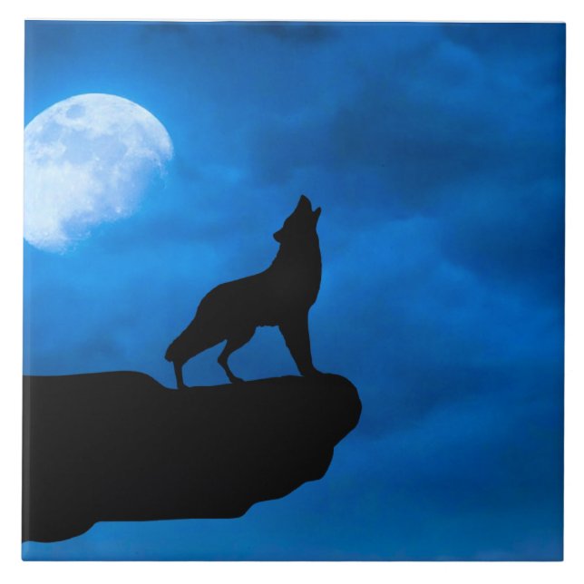 Azulejo Wolf at Night (Frente)