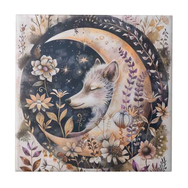Azulejo Wolf Moon Ceramic Tile (Frente)