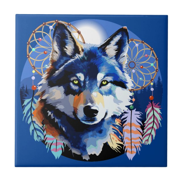 Azulejo Wolf Native Animal Spirit   (Frente)