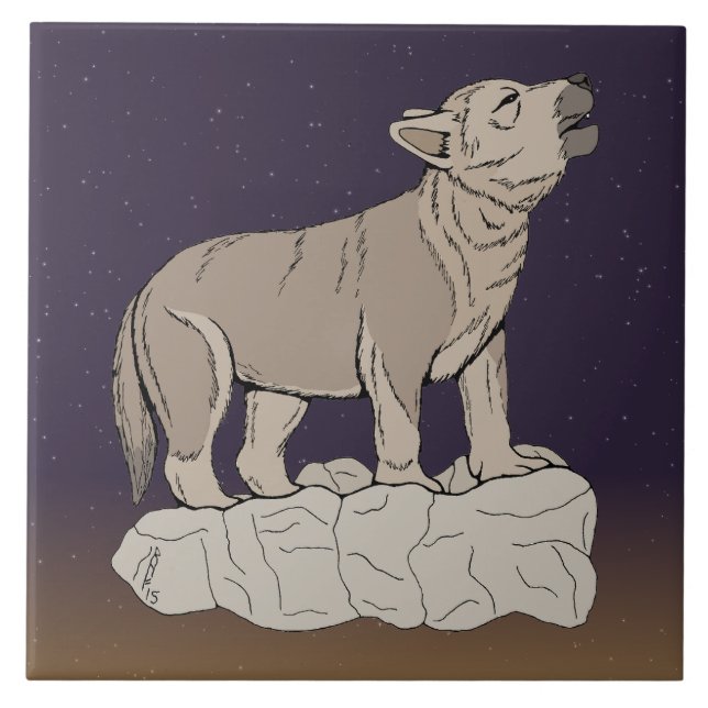 Azulejo Wolf Pup Howling (Frente)