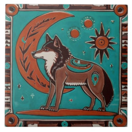 Azulejo Wolf Southwestern Native American Southwest