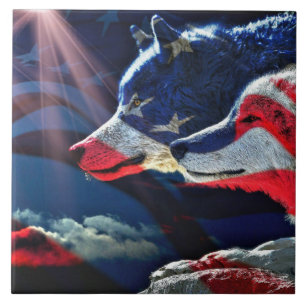 Azulejo Wolf Wolves Full Moon