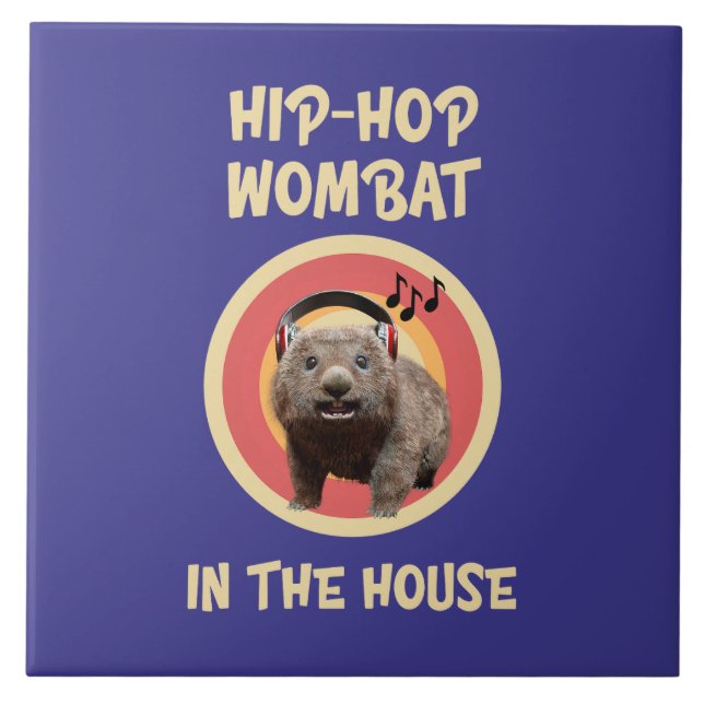 Azulejo Wombat divertido de Hip-hop en la casa (Frente)