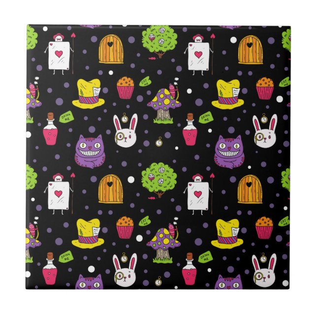 Azulejo Wonderland negro (Frente)