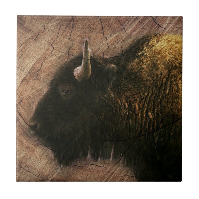 Azulejo Wood Bison Buffalo (Frente)