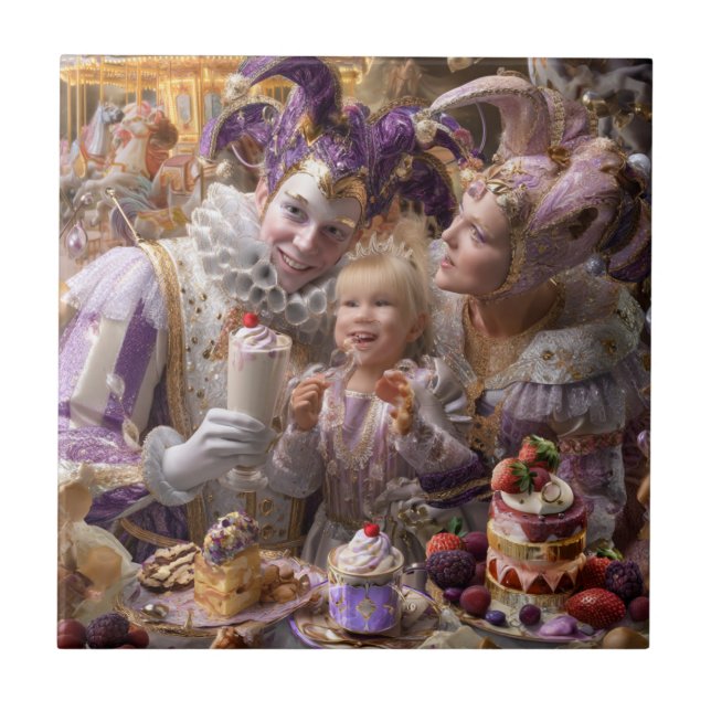 Azulejo "Wooden Memory Box: Carousel of Sweets and Love in (Frente)