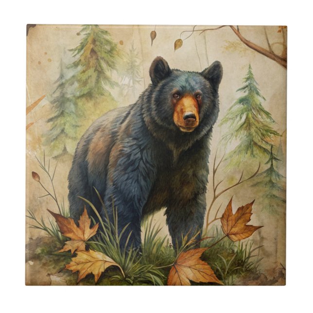 Azulejo Woodland Bear Ceramic Tile (Frente)