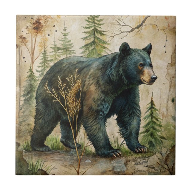 Azulejo Woodland Bear Ceramic Tile (Frente)