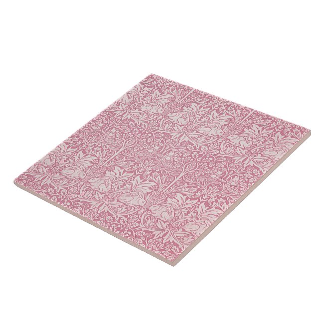 Azulejo Woodland deja el patrón del conejo rosa William Mo (Lado)