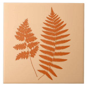 Azulejo Woodland Fern, Pastel y Mandarin Naranja