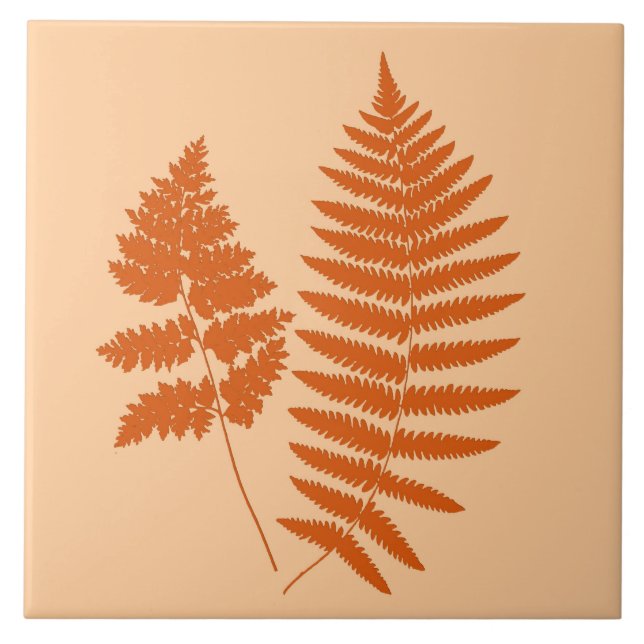 Azulejo Woodland Fern, Pastel y Mandarin Naranja