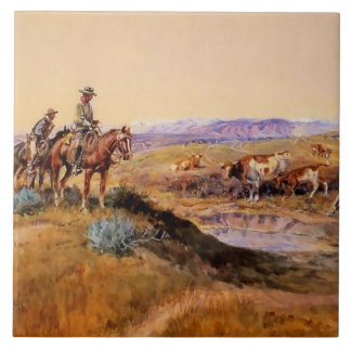 Azulejo “Worked Over” Western Art by Charles M Russell
