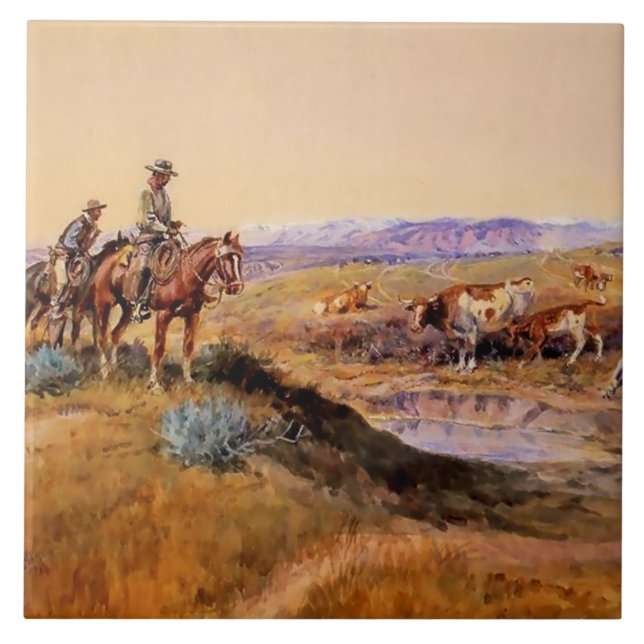 Azulejo “Worked Over” Western Art by Charles M Russell (Frente)