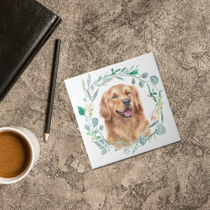 Azulejo Wreath de acuarela de Golden Retriever