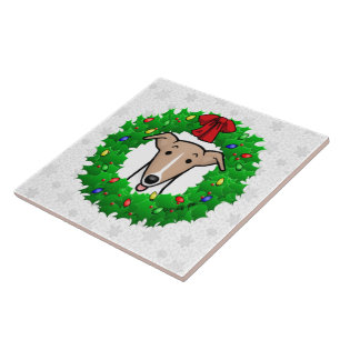 Azulejo Wreath & Lights Whippet - Amanecer y blanco
