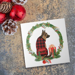 Azulejo Wreath, Navidades de perro pastor de Alemania