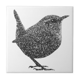 Azulejo Wren (blanco y negro)