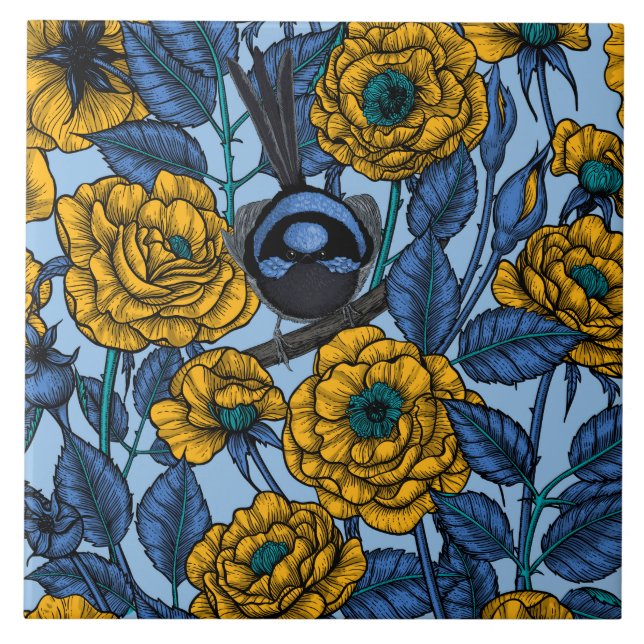 Azulejo Wren in the rosas (Frente)