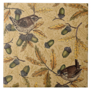 Azulejo Wrens y bellotas sobre miel