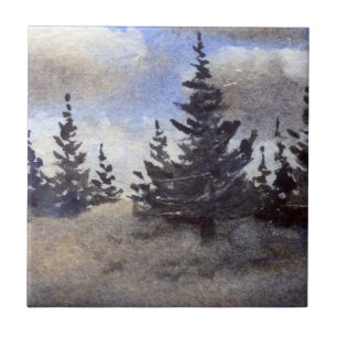 Azulejo WVA RT 55 Highland Scenic Highway pinos y nubes