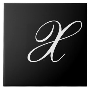 Azulejo X Monograma Blanco inicial en negro