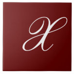 Azulejo X Monograma Blanco inicial sobre rojo oscuro<br><div class="desc">Monograma clásico de letra blanca sobre fondo rojo oscuro,  X.</div>