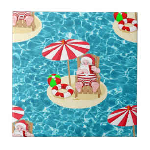Azulejo xmas beach santa claus