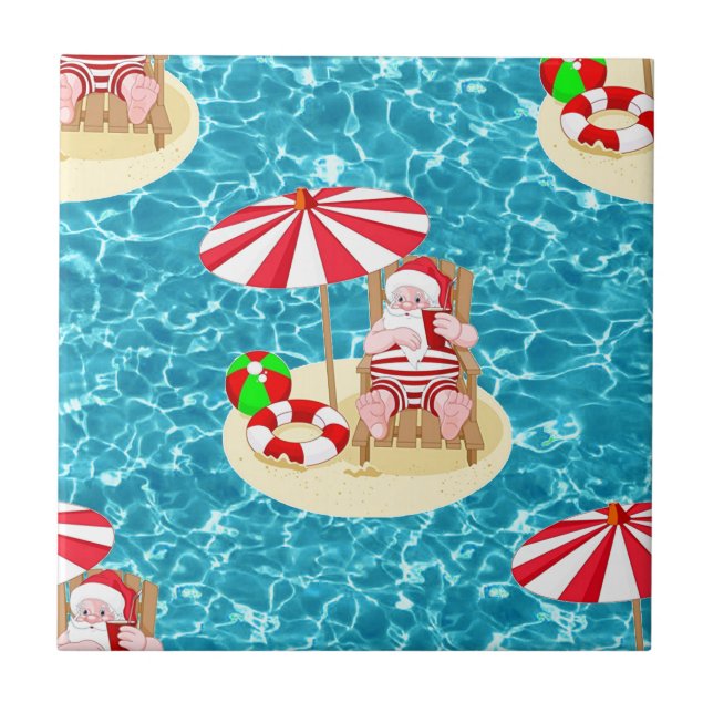 Azulejo xmas beach santa claus (Frente)