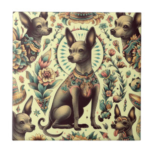 Azulejo Xoloitzcuintle de época