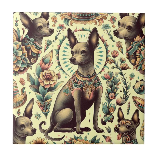 Azulejo Xoloitzcuintle de época (Frente)