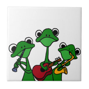 Azulejo XX ranas que juegan el dibujo animado de la músic