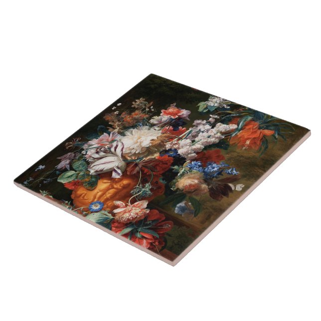 Azulejo Xzendor7 Bouquet de flores por Jan van Huysum (Lado)