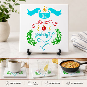 Azulejo Y a todos una buena noche Tipografía de Navidad