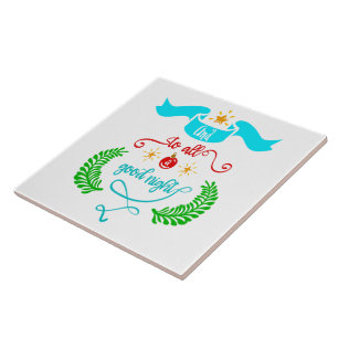 Azulejo Y a todos una buena noche Tipografía de Navidad