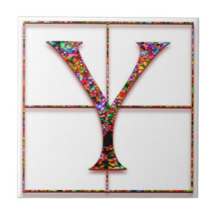 Azulejo Y Trajanus Personalizado Rojo Monograma Tile