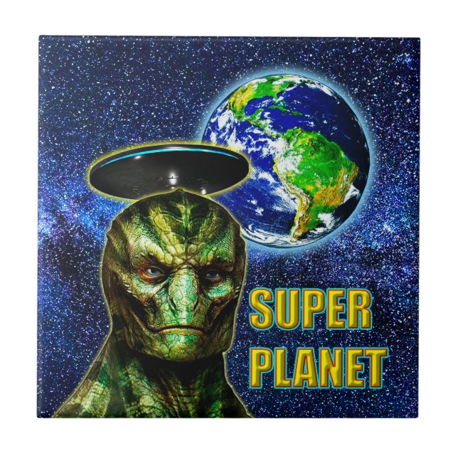 Azulejo YA ESTÁN AQUÍ - Colección de diseño REPTILIANO (Frente)