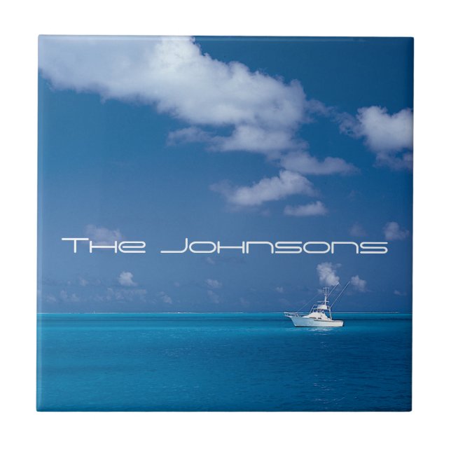 Azulejo Yachando al azul (Frente)