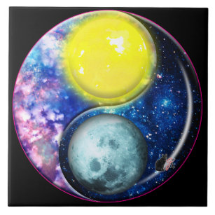 Azulejo Yang-Yin/baldosa cerámica de la Sun-Luna