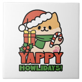 Azulejo Yappy Howlidays - Personalizado de perros Navidade