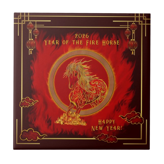 Azulejo Year of the Fire Horse , Happy Lunar New Year (Frente)
