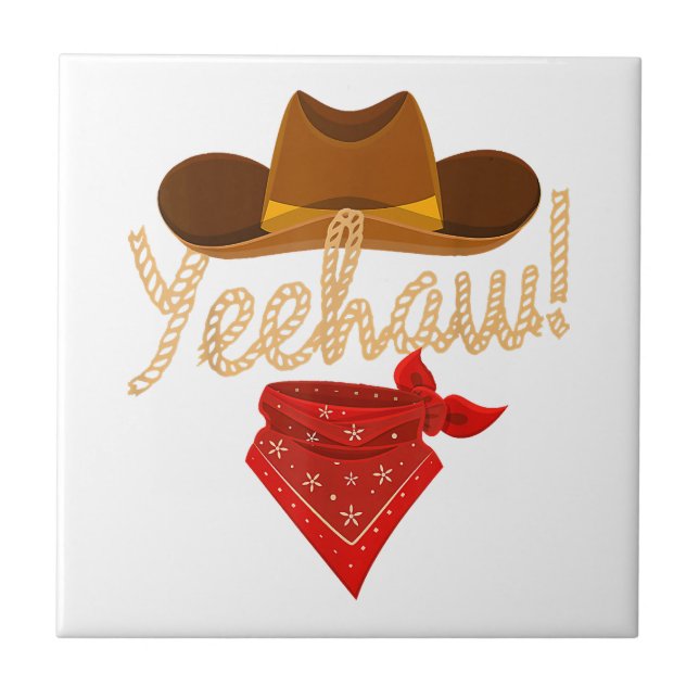 Azulejo Yeehaw País Occidental Howdy Cowboy Sur Yee H (Frente)