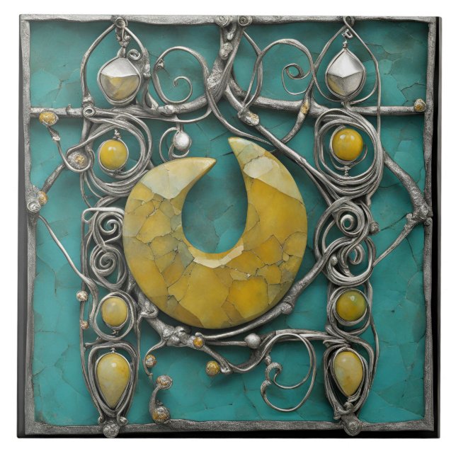 Azulejo Yellow Marble Metal Art Sculptured  (Frente)