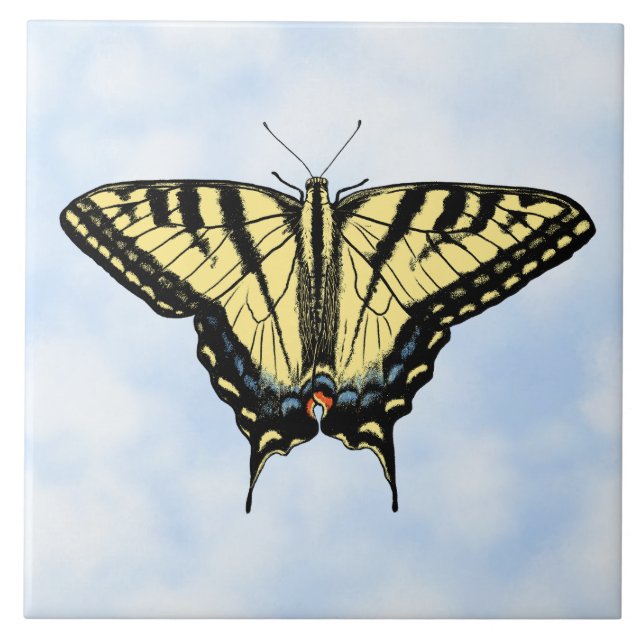 Azulejo Yellow Swallowtail Butterfly on Blue Sky Custom (Frente)