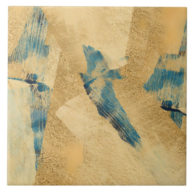 Azulejo Yellow Teal Textured Ceramic Tile (Frente)