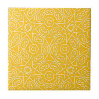 Azulejo Yellow & White Abstract Geometric Pattern 